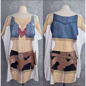 LA IMPRINTS FUN 2 WEAR FANTASIES Plus Size Trompe L'oeil Cowgirl Body T-Shirt